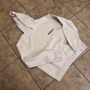 Essentials Heather Grey Pullover Hoodie with Chest Logo